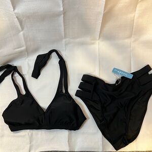 Black Bikini Set with Unique Strap Design